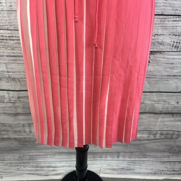 Joe Fresh Skirt size Medium Coral Pink Pleated Knee A Line Sheer Modest Church - Picture 5 of 8